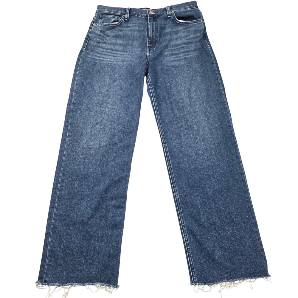 Hudson Remi High Rise Straight Leg Jeans Womens 30 Blue Deep Dive Raw Hem
